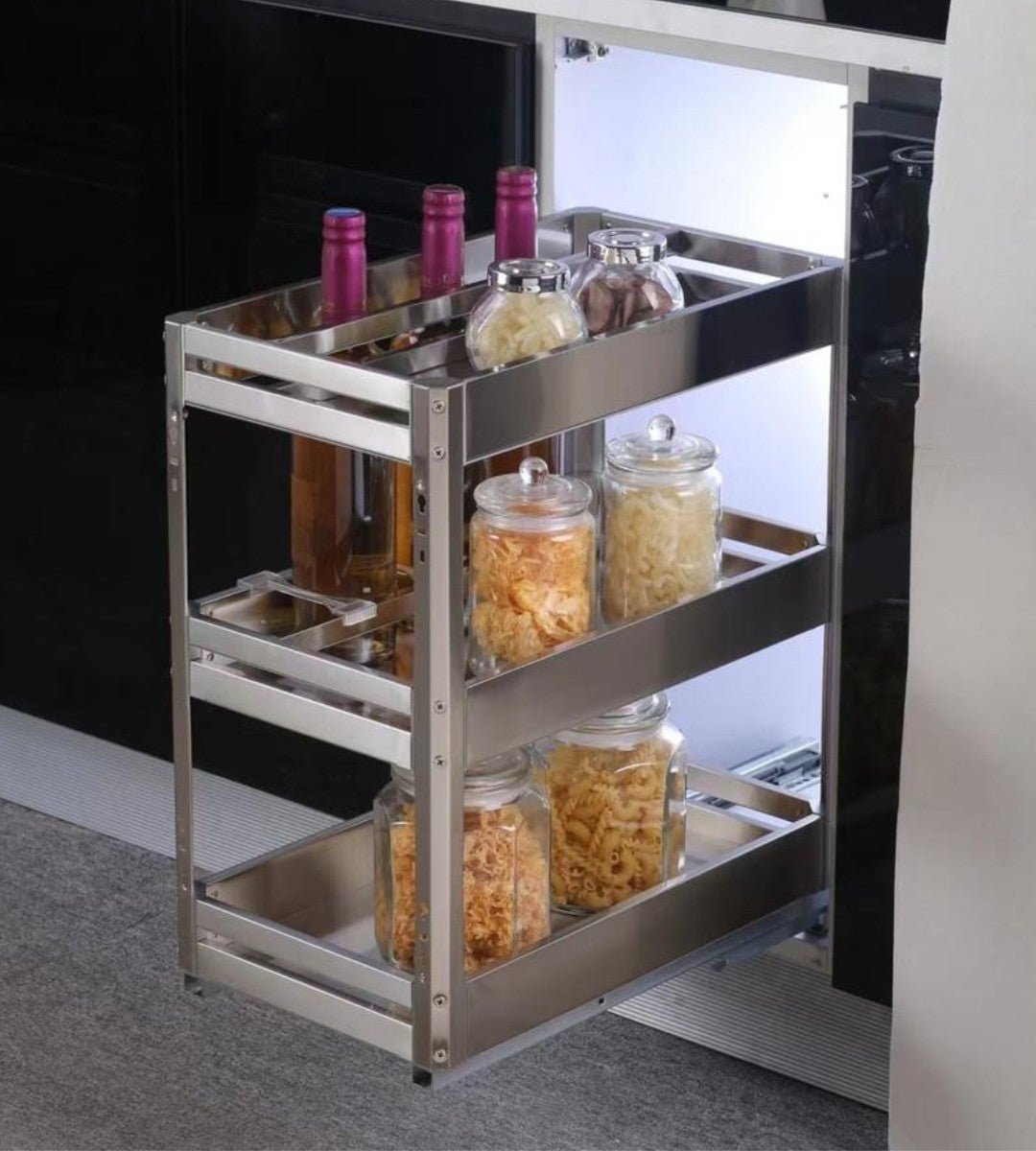 SATIN BOTTLE PULLOUT (3 SHELF)